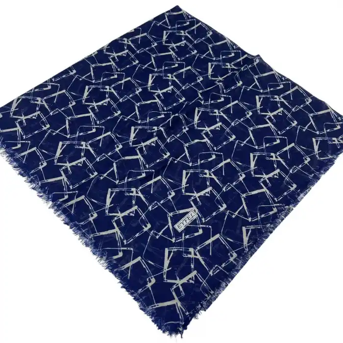 Eyfel Dimi Koton Eşarp Lacivert-Vizon Serisi (FE523-01)