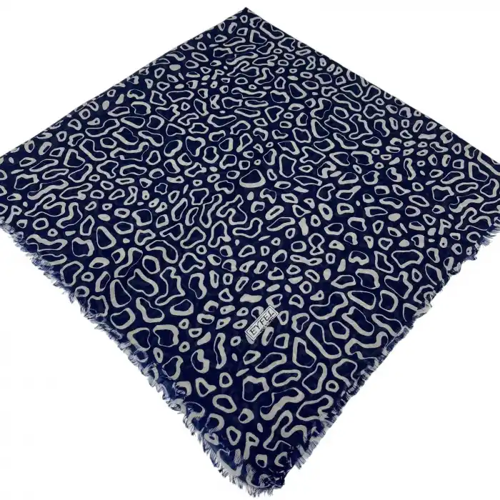 Eyfel Dimi Koton Eşarp Lacivert-Vizon Serisi (FE523-09)