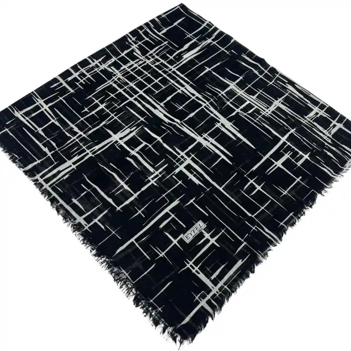 Eyfel Dimi Koton Eşarp Siyah-Beyaz Serisi (FE524-02)