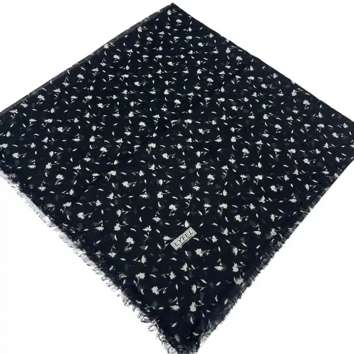 Eyfel Dimi Koton Eşarp Siyah-Beyaz Serisi (FE524-03)