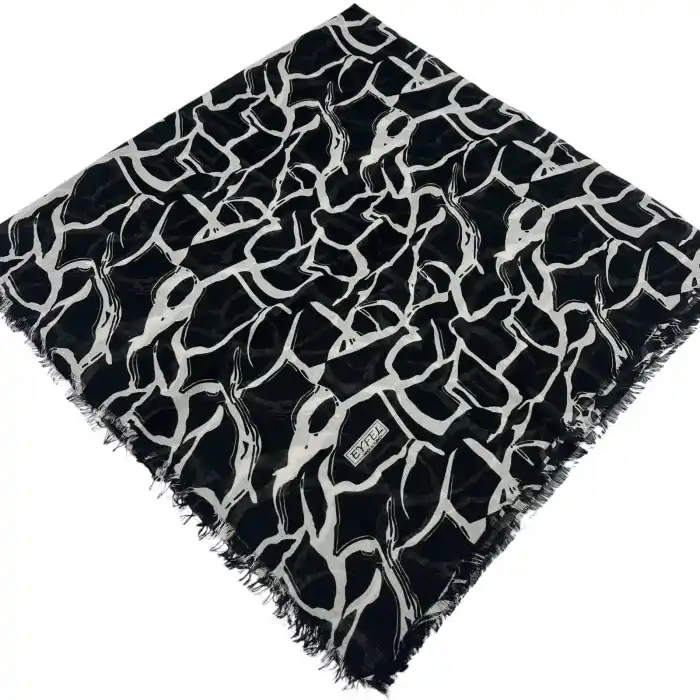 Eyfel Dimi Koton Eşarp Siyah-Beyaz Serisi (FE524-04)