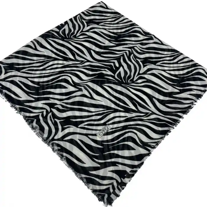 Eyfel Dimi Koton Eşarp Siyah-Beyaz Serisi (FE524-05)