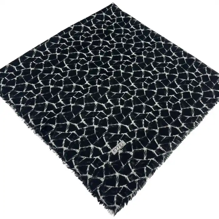 Eyfel Dimi Koton Eşarp Siyah-Beyaz Serisi (FE524-08)