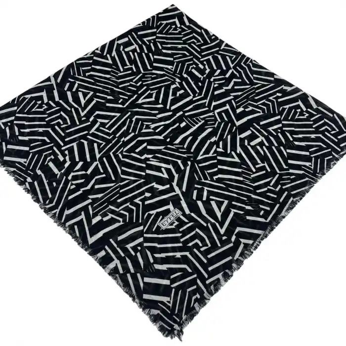 Eyfel Dimi Koton Eşarp Siyah-Beyaz Serisi (FE524-10)