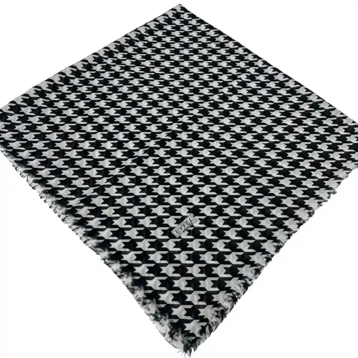 Eyfel Dimi Koton Eşarp Siyah-Beyaz Serisi (FE524-13)