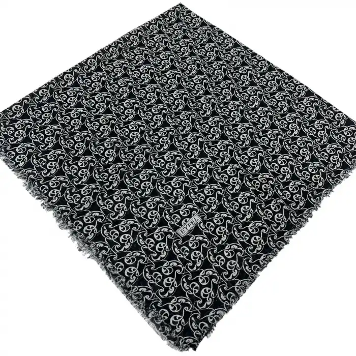 Eyfel Dimi Koton Eşarp Siyah-Beyaz Serisi (FE524-14)