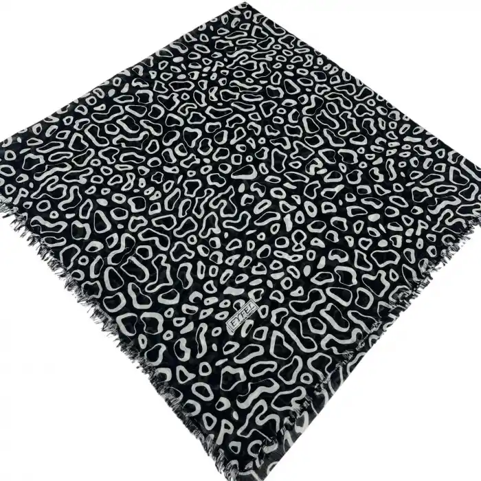 Eyfel Dimi Koton Eşarp Siyah-Beyaz Serisi (FE524-17)