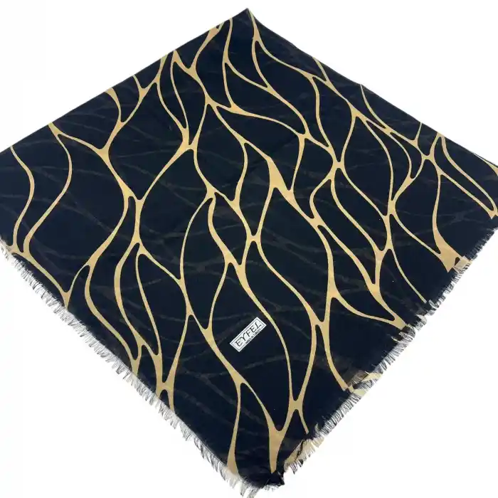 Eyfel Dimi Koton Eşarp Siyah-Karamel Serisi (FE525-01)