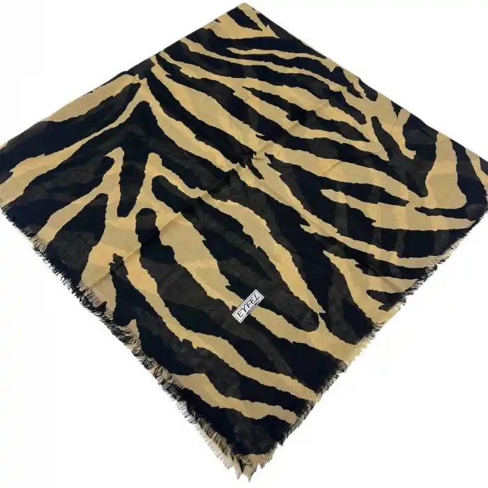 Eyfel Dimi Koton Eşarp Siyah-Karamel Serisi (FE525-04)