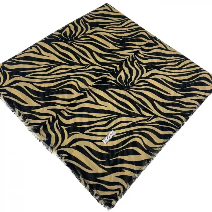 Eyfel Dimi Koton Eşarp Siyah-Karamel Serisi (FE525-08)