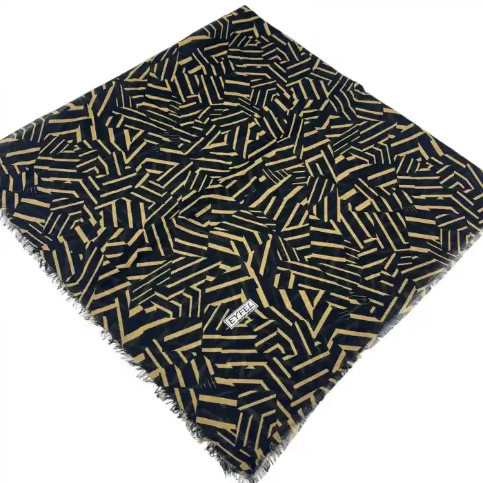 Eyfel Dimi Koton Eşarp Siyah-Karamel Serisi (FE525-13)