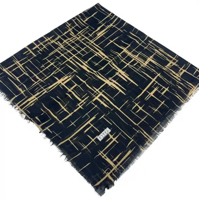 Eyfel Dimi Koton Eşarp Siyah-Karamel Serisi (FE525-14)