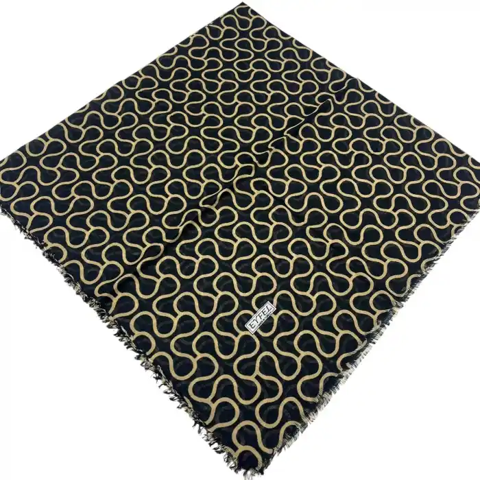 Eyfel Dimi Koton Eşarp Siyah-Karamel Serisi (FE525-19)