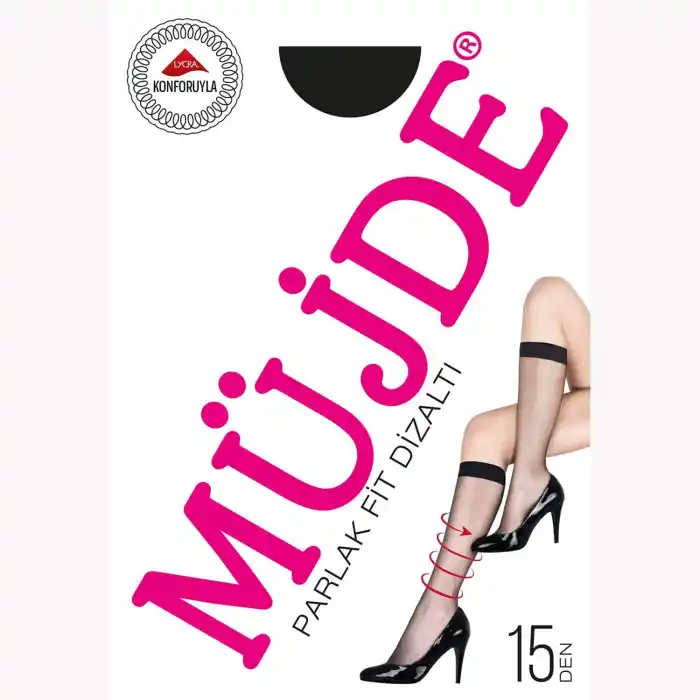 Müjde 15 Den Parlak Fit Dizaltı Çorap 12li Paket (Renk:Siyah-500) (Fit15)