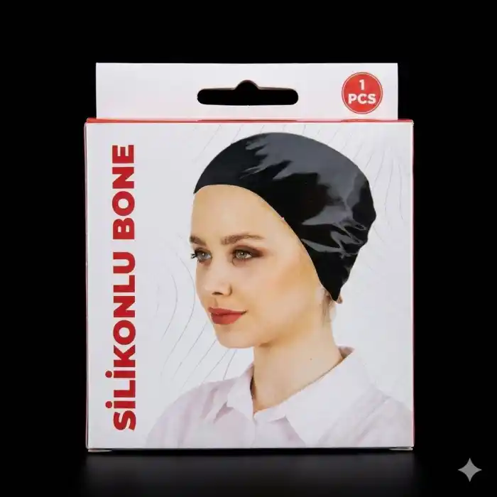 Zenica Silikonlu Kaymaz Dikişsiz Penye İpli Siyah Bone (PB05-01)