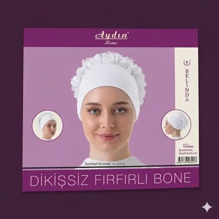 Aydın Penye Dikişsiz Fırfırlı Bone-(BEYAZ)-(FB03-02)