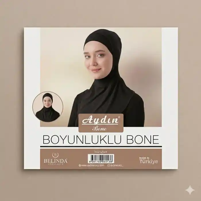 Penye Tesettür Boyunuklu Bone-(RENK:SİYAH)-(BB01-02)