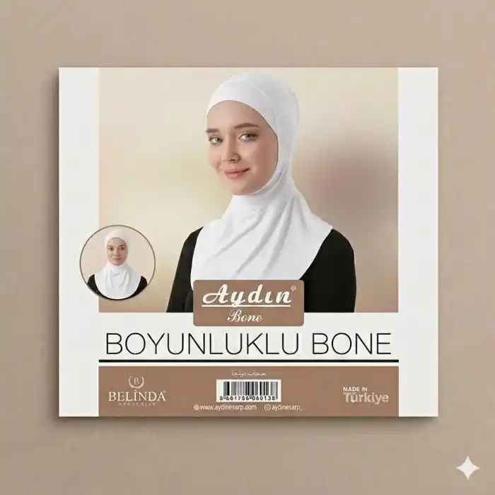 Penye Tesettür Boyunluklu Bone-(RENK:BEYAZ)-(BB01-03)