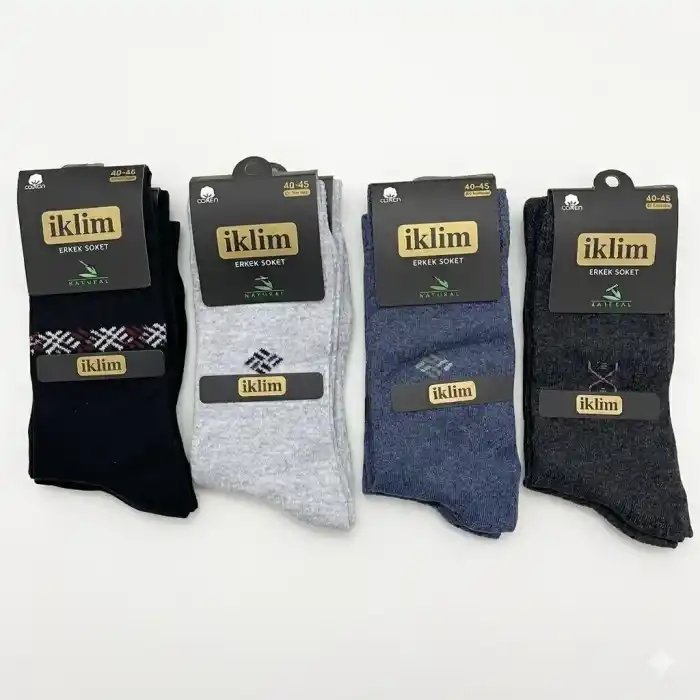 İklim Erkek Soket Çorap 12 Adet-(EÇ01-02)
