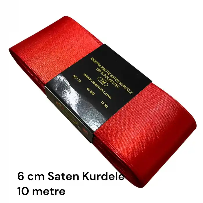 6 cm Kırmızı Saten Kurdele (10 mt.) - (SK-06-01)
