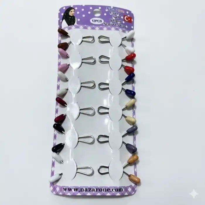 Nazarone Karışık Renk Eşarp Klipsi 1 Paket (Eİ01-13)