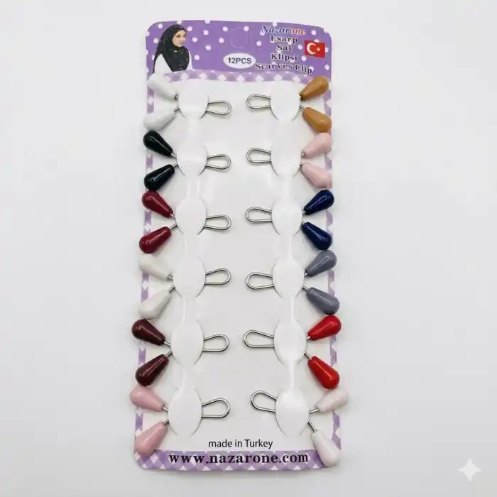 Nazarone Karışık Renk Eşarp Klipsi 1 Paket (Eİ01-15)