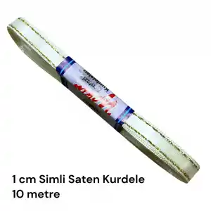1 cm Simli Saten Kurdele (10 mt.) - (SSK-01-04)