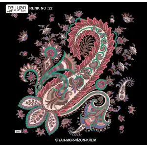 Reyyan İpek 100 cm Desenli Oyalık Yazma (ryyn-446-01)