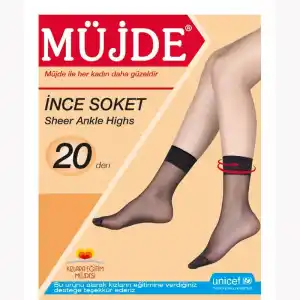 Müjde 20 Denye İnce Soket Çorap 6lı Paket (Renk:Siyah-500) (20denye)
