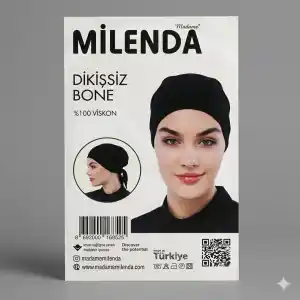 Milenda Dikişsiz Viskon İpli Siyah Bone (PB04-01)