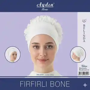 Aydın Dikişli Penye Dantel Fırfırlı Bone-(BEYAZ) (FB05-02)