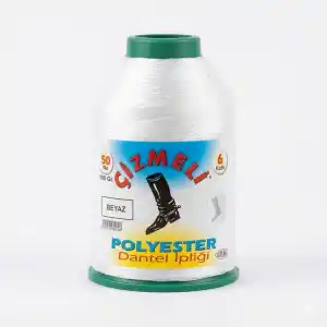 Çizmeli 100 gr. Polyester Oya İpi (50 no)- (Renk no:Beyaz)