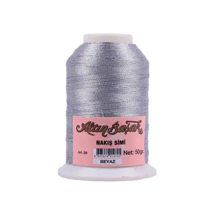 Altınbaşak 50 Gram Simli Nakış İpi İpi Renk:BEYAZ
