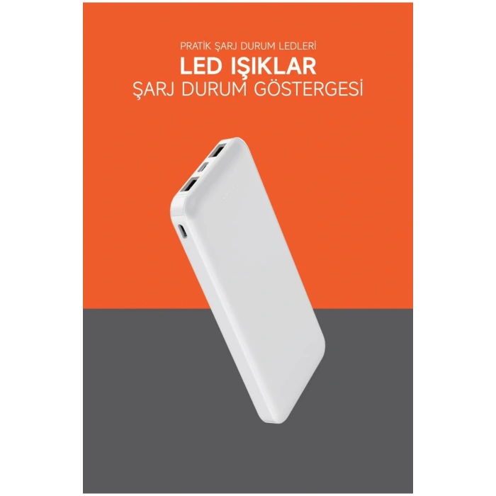 10.000 MAH Powerbank 2x USB Çıkışlı 1 Type-C ve 1 USB Girişli