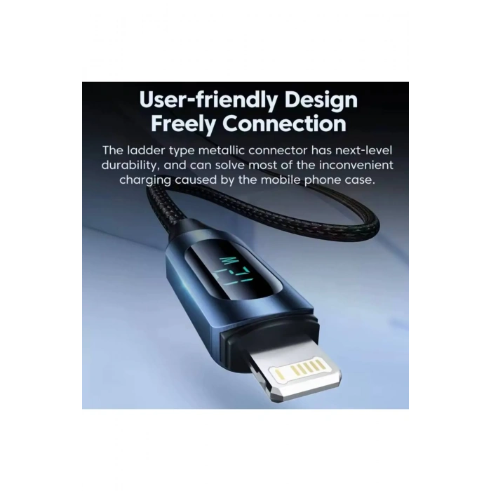 12 W USB IPHONE Dijital Ekran Hızlı Şarj Kablosu 1 Metre