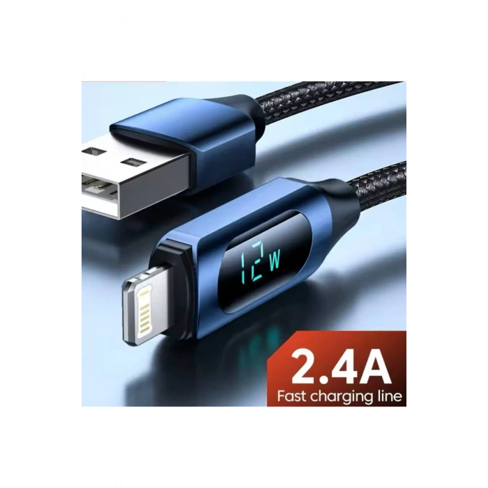 12 W USB IPHONE Dijital Ekran Hızlı Şarj Kablosu 1 Metre