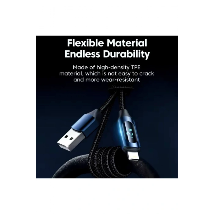 12 W USB IPHONE Dijital Ekran Hızlı Şarj Kablosu 1 Metre