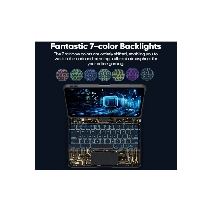 Apple İpad Uyumlu 360 Derece Dönebilen Transparan Tasarımlı Klavyeli Kılıf