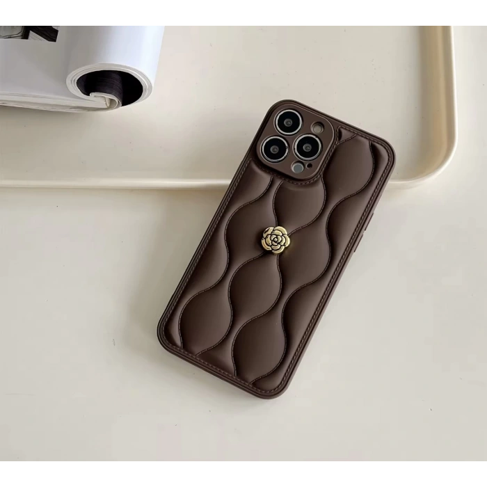 APPLE IPHONE UYUMLU DERİ ROSE TASARIMLI KILIF