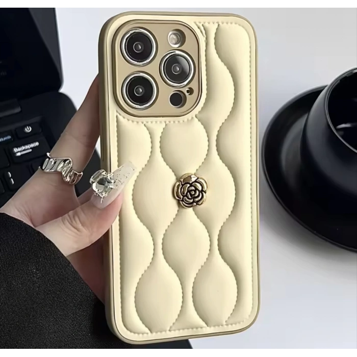 APPLE IPHONE UYUMLU DERİ ROSE TASARIMLI KILIF