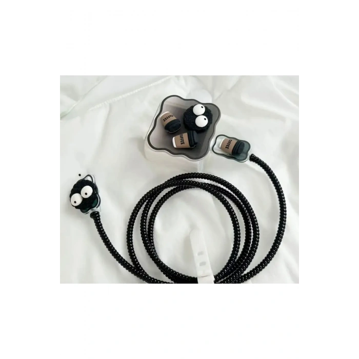 Apple Watch Uyumlu Kahve Desenli Kablo Koruyucu Set