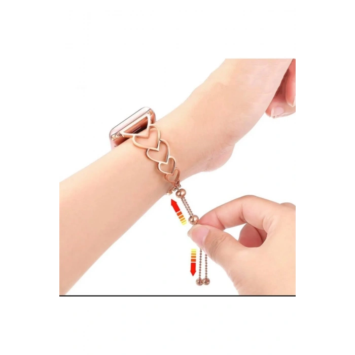 Apple Watch Uyumlu Şık Metal Kalpli Kordon