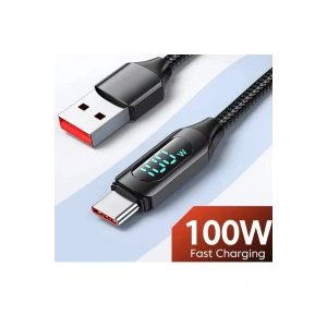 100 W USB-Type-C Uyumlu Dijital Ekran Hızlı Şarj Kablosu 2 Metre