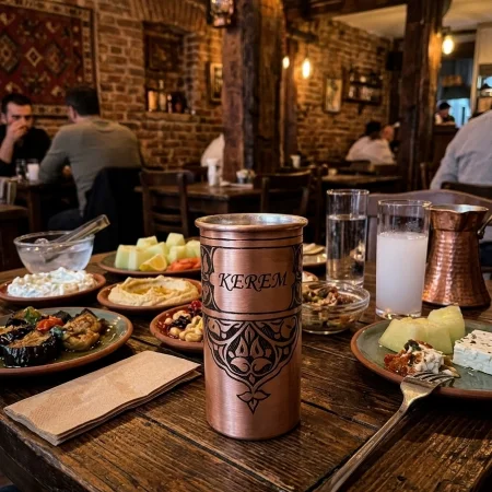 Bakır Rakı Bardağı Kırmızı Model 1