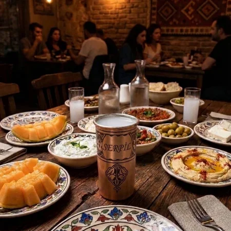Bakır Rakı Bardağı Kırmızı Model 2