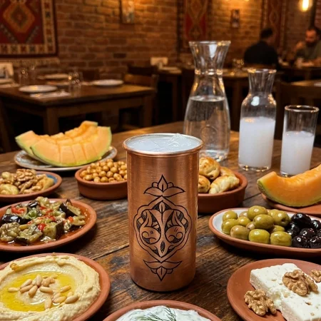 Bakır Rakı Bardağı Kırmızı Model 3