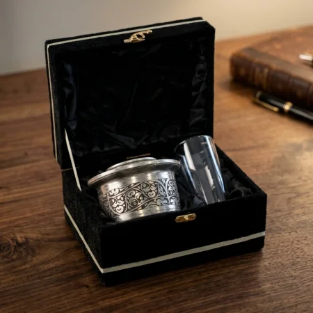 Ehlikeyf İşlemeli Gümüş Sarmal Desen Hediyelik Kutulu