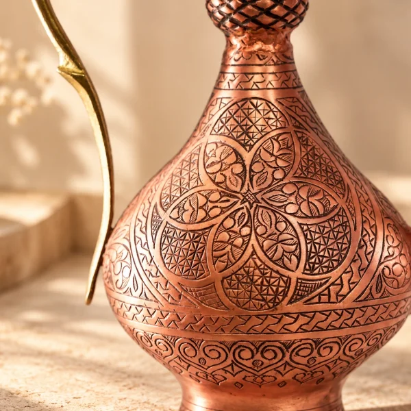 Bakır İbrik İşlemeli 35 Cm 2 li