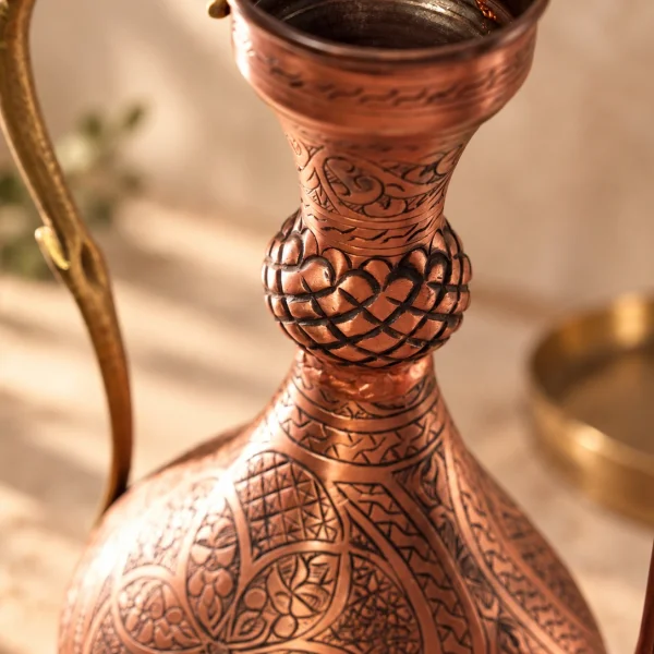 Bakır İbrik İşlemeli 35 Cm 2 li