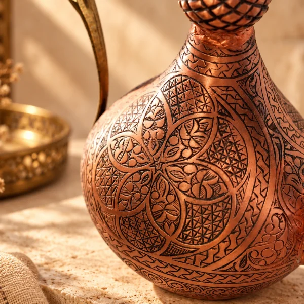 Bakır İbrik İşlemeli 35 Cm 2 li